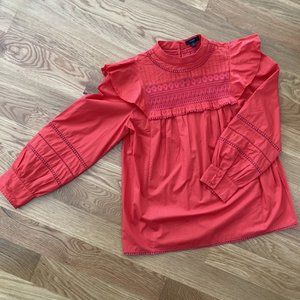 J. Crew Ruffle Long Sleeve Blouse
